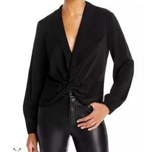 Aqua Black Knot Front Blouse